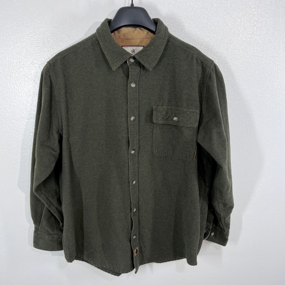 Legendary Whitetails Buck Camp Flannel Shirt Green Cotton Lined Button Up Large‎